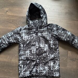 Boys Kid’s 10/12 Medium Columbia Geometric Hooded Snow Ski Jacket Interchange